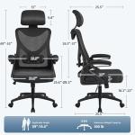 Yaheetech Ergonomic Office Chair, High Back Desk Chair with Headrest and Flip-up Armrest Lumbar Support for Home Office Meeting Room Study, Black