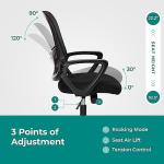SMUG Office Computer Desk Chair, Ergonomic Mid-Back Mesh Rolling Work Swivel Task Chairs with Wheels, Comfortable Lumbar Support, Comfy Arms for Home, Bedroom, Study, Dorm, Student, Adults