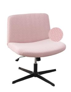LavishCover Armless Chair Cover Office Desk Chair Cover, Waterproof and Elastic Criss Cross Chair Cover, Exquisite Vanity Chair Cover,Mid Back Wide Seat Accent Chair Covers(Pink,T-type,Just the Cover)
