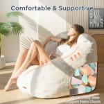 MAXYOYO Giant Bean Bag Chair, Oversized Bean Bag Couch for Adults and Kids, Faux Fur Shell-Shaped Large Chair with Filler, Stuffed Big Accent Sofa Lounge Floor Sofa for Gaming, Reading, Beige