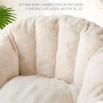 MAXYOYO Giant Bean Bag Chair, Oversized Bean Bag Couch for Adults and Kids, Faux Fur Shell-Shaped Large Chair with Filler, Stuffed Big Accent Sofa Lounge Floor Sofa for Gaming, Reading, Beige