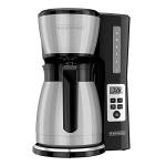 BLACK+DECKER 12 Cup Thermal Programmable Coffee Maker with Brew Strength and VORTEX Technology, Black/Steel