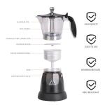 LAOION Cuban Coffee Maker, 6 or 3cup Electric Espresso Coffee Maker, Portable Cafeteras Electricas Modernas, Electric Moka Pot with Detachable Base & Overheat Protection, Coffee Gift for Home Travel