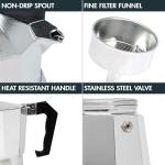 Primula Classic Stovetop Espresso and Coffee Maker, Moka Pot for Italian and Cuban Café Brewing, Greca Coffee Maker, Cafeteras, 6 Espresso Cups, Silver