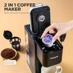 Tastyle Single Serve Coffee Maker with Rechargeable & Detachable Milk Frother, Iced and Hot Coffee Machine for K Cup & Grounds, 40oz Removable Water Reservoir, 6 Cup Sizes, Fits 7.3" Travel Mug, Black