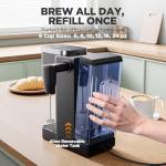 Tastyle Single Serve Coffee Maker with Rechargeable & Detachable Milk Frother, Iced and Hot Coffee Machine for K Cup & Grounds, 40oz Removable Water Reservoir, 6 Cup Sizes, Fits 7.3" Travel Mug, Black