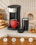 Personal Single Serve Coffee Maker - Quick Brew with Grounds and Tea Bags (Not Compatible with K-Cups), Includes 14oz Travel Mug, One-Touch Operation