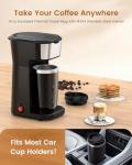Personal Single Serve Coffee Maker - Quick Brew with Grounds and Tea Bags (Not Compatible with K-Cups), Includes 14oz Travel Mug, One-Touch Operation