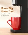 Personal Single Serve Coffee Maker - Quick Brew with Grounds and Tea Bags (Not Compatible with K-Cups), Includes 14oz Travel Mug, One-Touch Operation