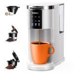 SHARDOR 3 in 1 Coffee Maker, K Cup Coffee Maker Compatible with Ground Coffee & Teas, Single Serve Coffee Machine, 6–14oz Brew Sizes, 40oz Detachable Water Reservoir, Descale Settings, White
