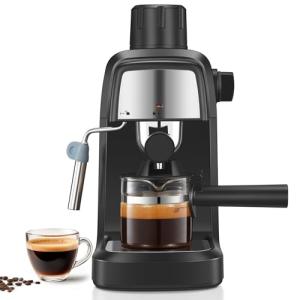 Reemix Espresso Machine 3.5 Bar, 800W Compact Size Coffee Maker with Steam Wand, 4 Cups Cappuccino & Latte Machine for Home and Office