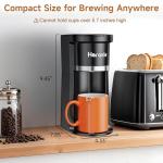 Horavie Small Single Serve Coffee Maker, Fast Brew One Cup Coffee Machine for K Cup and Grounds, 6 to 12 oz. Brew Sizes, Capsule Coffee Machine with Descaling Reminder and Viewing Tank, Black