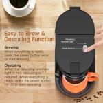Horavie Small Single Serve Coffee Maker, Fast Brew One Cup Coffee Machine for K Cup and Grounds, 6 to 12 oz. Brew Sizes, Capsule Coffee Machine with Descaling Reminder and Viewing Tank, Black