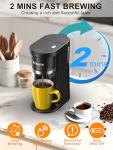 Karosie Slim Single Serve Coffee Maker, Fast Brew for K-Cup & Ground Coffee Small One Cup Coffee Maker, 6-12 Oz Brew Sizes, Coffee Machine with Descaling Reminder and Water Window,Black