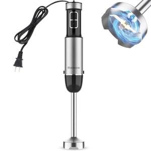 Blackcow Immersion Blender Handheld, 800W Powerful Electric Hand Blender with Titanium Alloy Blades, 12 Speeds & Turbo, Electric Hand Mixer for Smoothies, Soups, Baby Food and Purees