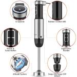 Blackcow Immersion Blender Handheld, 800W Powerful Electric Hand Blender with Titanium Alloy Blades, 12 Speeds & Turbo, Electric Hand Mixer for Smoothies, Soups, Baby Food and Purees