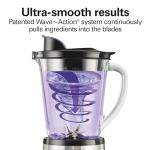 Hamilton Beach Wave Crusher Blender For Smoothies With 40 Oz Glass Jar and 14 Functions, Ice Sabre Blades & 700 Watts for Consistently Smooth Results, Black + Stainless Steel (54221)