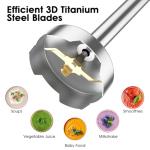 Blackcow Immersion Blender Handheld, 800W Powerful Electric Hand Blender with Titanium Alloy Blades, 12 Speeds & Turbo, Electric Hand Mixer for Smoothies, Soups, Baby Food and Purees