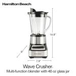 Hamilton Beach Wave Crusher Blender For Smoothies With 40 Oz Glass Jar and 14 Functions, Ice Sabre Blades & 700 Watts for Consistently Smooth Results, Black + Stainless Steel (54221)