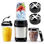 Nahida Blender for Smoothies, 1200W Smoothie Blender for Ice Crushing, Blenders with (2) 6-Fin Blades, Personal Blenders for Kitchen with 23oz, 32oz, 37oz Easy Go Cups for Juices, Silver