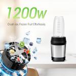 Nahida Blender for Smoothies, 1200W Smoothie Blender for Ice Crushing, Blenders with (2) 6-Fin Blades, Personal Blenders for Kitchen with 23oz, 32oz, 37oz Easy Go Cups for Juices, Silver