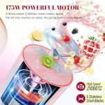 Portable Personal Blender 17 OZ/500 ML Juicer, 175W Personal Size Blender, Ideal for Smoothies, Ice Blending, Juicing, and Food Processing, Compact, Convenient, and Versatile (Pink)