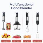 Ganiza Immersion Blender 5 in 1 Hand Blender Max 1000W Heavy Duty Motor, 16 Speed Mode Handheld Blender Stainless Steel Blade With 800ml Mixing Beaker, 600ml Chopper, Whisk and Milk Frother