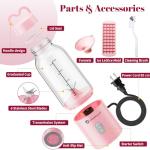 Portable Personal Blender 17 OZ/500 ML Juicer, 175W Personal Size Blender, Ideal for Smoothies, Ice Blending, Juicing, and Food Processing, Compact, Convenient, and Versatile (Pink)
