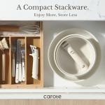 CAROTE 9pcs Pots and Pans Set Non Stick, Cookware Sets, Kitchen Set, Oven/Fridge Safe, Space Saving Pots Set, Nonstick Cooking Set with Versatile Detachable Handle, Induction RV Set, Cream White