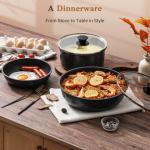 SODAY 15Pcs Pots and Pans Set Non Stick, Cookware Sets with Detachable Handle, Nonstick RV Kitchen Cooking Tools Removable Handles, Oven Safe, Induction Fast, Stackable Induction Cookware,Black