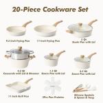 SENSARTE Ceramic Cookware Sets, Pots and Pans Set Nonstick, 20-Piece Induction Cookware, Non-toxic Healthy Non Stick Kitchen Cooking Set with Stay-Cool Handles, PFAS PTFE PFOA PFOS Free