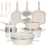 Romswi 23pcs Pots and Pans Set Non Stick, Kitchen Cookware Set with Casserole, Frying & Saucepans, Oven Safe & Stovetop Agnostic (Gas, Electric & Induction) - White