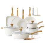 SENSARTE Nonstick Ceramic Cookware Set 23-Piece, Healthy Pots and Pans Set, Non-toxic Kitchen Cooking Set with Stay-Cool Handles, Silicone Utensils and Pot Protectors, PFAS & PFOA Free