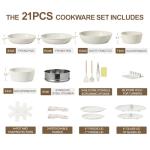BECIGAR 21PCS Pots and Pans Set Ceramic, Pots and Pans Set Non Stick, Removable Handle, Stackable, Nonstick Cookware Set, Non Stick for Cooking