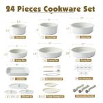 SENSARTE 24 Piece Pots and Pans Set, Nonstick Detachable Handle Cookware, Induction Kitchen Cookware Set with Removable Handle, Healthy Non Stick for RV, Dishwasher ＆ Oven Safe (White)