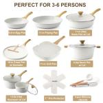 SENSARTE Nonstick Ceramic Cookware Set 23-Piece, Healthy Pots and Pans Set, Non-toxic Kitchen Cooking Set with Stay-Cool Handles, Silicone Utensils and Pot Protectors, PFAS & PFOA Free