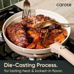 CAROTE 20pcs Ceramic Cookware Set Titanium Nonstick with Detachable Handles, Non Toxic Cookware, Pots and Pans Set Non Stick, Induction Available, Kitchen Cooking Pot and Pan, Dishwasher Safe