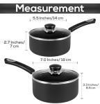 Utopia Kitchen Nonstick Saucepan Set, Cooking Pots with Lids, 1 Quart and 2 Quarts Multipurpose Kitchen Small Pots for Cooking Nonstick With Lids, 1 qt & 2 qt Set, Grey & Black