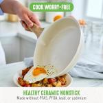 GreenLife 8 Piece Ceramic Nonstick Cookware Set, Induction Suitable Non Toxic PFAS-Free Pots & Pans, Dishwasher Safe, Cooking Set, Stock Pot, Saucepans & Frying Pans, Kitchen Cooking, Granite Cream