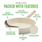 GreenLife 8 Piece Ceramic Nonstick Cookware Set, Induction Suitable Non Toxic PFAS-Free Pots & Pans, Dishwasher Safe, Cooking Set, Stock Pot, Saucepans & Frying Pans, Kitchen Cooking, Granite Cream