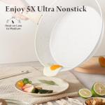 Bazova 24 Pcs Pots and Pans Set Non Stick Ceramic Cookware Set,Healthy Non Toxic Kitchen Cookware Sets with Large Capacity,Induction Compatible,PFAS/PTFE/PFOA/PFOS Free,Cream White