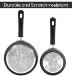 Utopia Kitchen Nonstick Saucepan Set, Cooking Pots with Lids, 1 Quart and 2 Quarts Multipurpose Kitchen Small Pots for Cooking Nonstick With Lids, 1 qt & 2 qt Set, Grey & Black