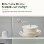 BECIGAR 8pcs Ceramic Pots and Pans Set, Non Stick Cookware Set, Detachable Handle Cookware, Induction Kitchen Cooking Set with Removable Handle,Oven Safe, Induction Fast, Stackable Cookware Set