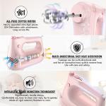 GUALIU Electric Hand Mixer with Stainless Steel Whisk, Dough Hook Attachment and Storage Bag, Handheld Mixer for Baking Cakes, Eggs, Cream Food Mixers. Turbo Boost /5 Speed Kitchen Blender PINK