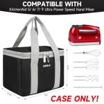 Hand Mixer Carrying Bag Compatible with KitchenAid 5/6/ 7/9 Ultra Power Speed Hand Mixers,Portable Travel Storage Case Bag Fits for Kitchen Aid Mixer Accessories,Black/Grey (Bag Only)