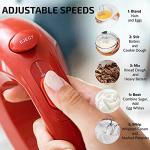 OVENTE 5-Speed Electric Hand Mixer with Stainless Steel Mixing Whisk, Snap-On Storage Case, Portable & Lightweight 150W Motor, Compact Handheld Mixer for Baking, Blending or Cooking, Red HM151R