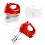 OVENTE 5-Speed Electric Hand Mixer with Stainless Steel Mixing Whisk, Snap-On Storage Case, Portable & Lightweight 150W Motor, Compact Handheld Mixer for Baking, Blending or Cooking, Red HM151R