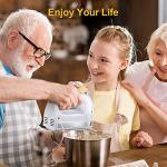 Hand Mixer Electric, 400W Food Mixer 5 Speeds Handheld Blender, 5 Stainless Steel Accessories, Storage Box, Kitchen Blender with Cord for Cream, Cookies, Dishwasher Safe, White
