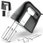 GUALIU 450W Electric Hand Mixer, 5-Speed Large Handheld Mixer Food Mixer with 304 Stainless Steel Beaters, Dough Hooks & Storage Bag, Kitchen Blender for Baking & Cooking, Turbo Boost/Black