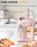 Z-DESDEMONA Electric Hand Mixer, Powerful 300W Hand Mixer Electric Handheld with 304 Beaters, Dough Hook,Hand Held Mixer with Turbo for Baking Cakes, Eggs, Cream Food(Pink)